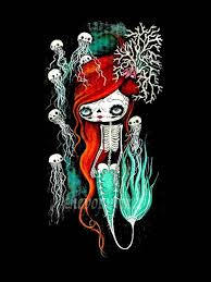 Sugar Skull Print Cute Dead Mermaid