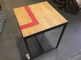 Reclaimed Gym Floor Side Table From