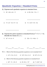 quadratic equations in standard form