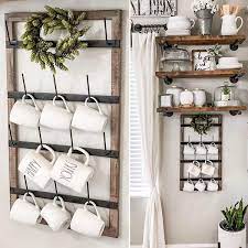 Wall Mounted Wood Framed Cup Rack