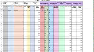 structural steel estimating spreadsheet