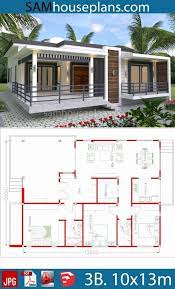 House Plans 10x13m With 3 Bedrooms