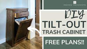 tilt out trash can cabinet diy free