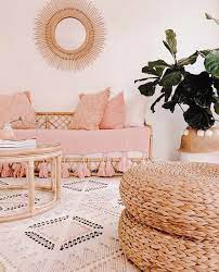 pink and peach living room decor