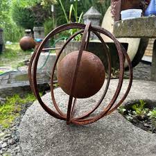 Rusty Metal Sphere Outdoor Garden Decor