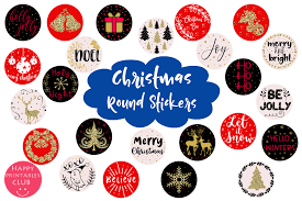 Cute Christmas Round Stickers Holiday Graphic By Happy Printables Club Creative Fabrica Christmas Stickers Round Stickers Planner Stickers