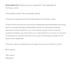 application acknowledgement email