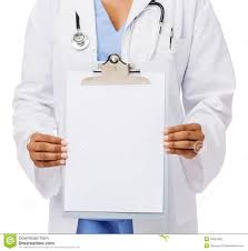 Doctor Showing Blank Medical Chart On Clipboard Stock Photo