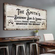 Lounge Sign Rustic Basement Bar Wall
