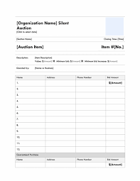 Free Silent Auction Bidding Sheet Template From Microsoft
