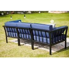Patio Festival 4 Piece Metal Outdoor Sectional Set With Blue Cushions