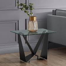 Moira Clear Glass Side Table With Dark