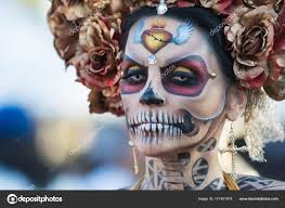 woman with sugar skull makeup during