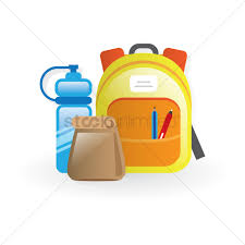 School backpack, lunch bag and water bottle Vector Image - 1411373 |  StockUnlimited