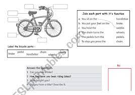 how to ride a bicycle esl worksheet