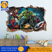 3d marvel hole in wall sticker decor