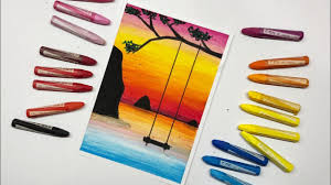 Sennelier oil pastels are thick, creamy and have a lipstick like quality that could be hard to control for the untrained hand but in experienced hands will produce spectacular results. Cara Menggambar Dan Mewarnai Gradasi Pemandangan Langit Fajar Di Pantai Dengan Ayunan By Drawing With Jane