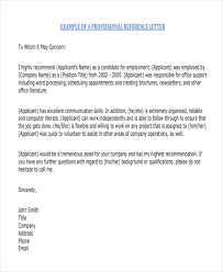     Professional Reference Letter Template   Free Sample  Example     Template net