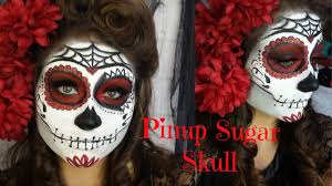 pinup red and black glitter sugar skull