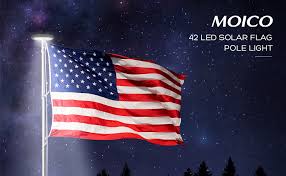 Solar Flag Pole Light Super Bright 42 Big Led Solar Powered Flagpole Light Waterproof Solar Light For In Ground Poles 15 20 Ft Energy Saving Leds With 2 Modes Auto On Off Night Lighting