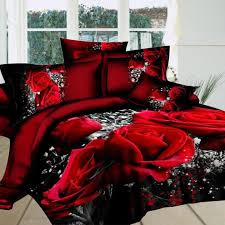 4pc Set 3d Big Red Rose Fl Bedding
