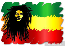 sticker reggae singer on rasta colors