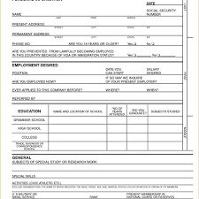 Free Printable Generic Job Application Form Resume