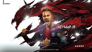 neymar in red dragon art background