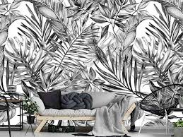 Black And White Tropical Wallpaper