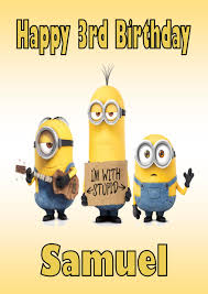 Minions though time greetings card. Personalised Minions Birthday Card