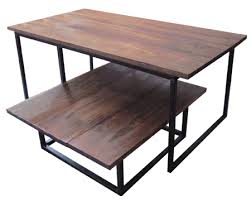 Wooden Coffee Table With Steel Frame