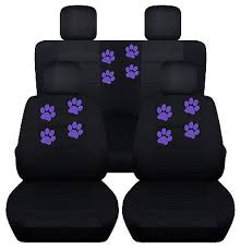 Rear Black Seat Covers Paw Prints Fits