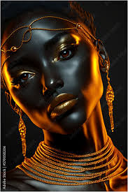 beauty gold makeup lips eyelids woman