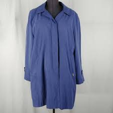 London Fog Blue Button Down Trench Coat Jacket Womens Size Xl