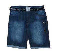 New Mens Kangol Denim Jeans Burmuda Turn Up Cashua Shorts