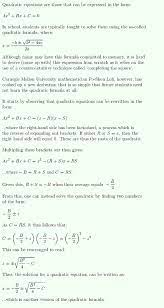 solving the quadratic equation