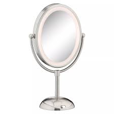 satin nickel finish cosmetic mirror