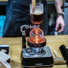 brewing the syphon coffee on the hario