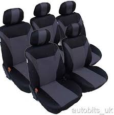 Grey Black 5x Fabric Full Set Seat