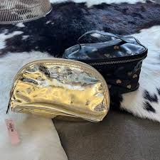 nwt 2 makeup bag case bundle 1 gold