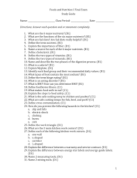 foods and nutrition i final exam