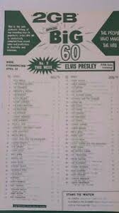 2gb Big 60 Music Chart April 22 28 1961 Australia Elvis