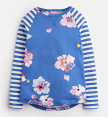 Joules Girls Mishmash Top Mid Blue Floral