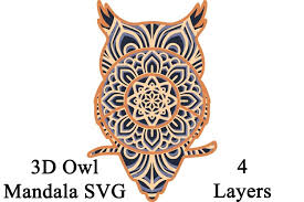 3d Mandala Owl With 4 Layers Svg 648336 Paper Cutting Design Bundles