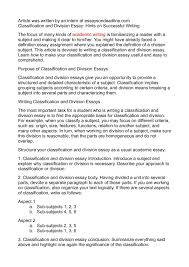 calam eacute o classification and division essay hints on successful writing 