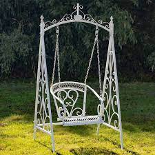 Bordeaux Iron Swing Chair In Antique White