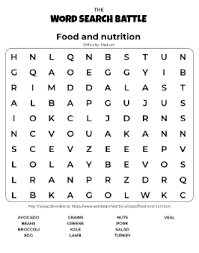 printable food and nutrition word search