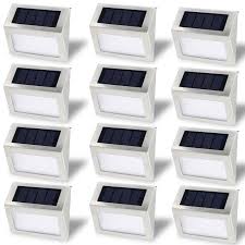 Solar Stair Light Epicgadget Waterproof Outdoor Led Step Lighting 3 Led Solar Powered Step Lights Stainless Steel Outdoor Lighting For Steps Paths Patio Stairs Pack 12 Walmart Com Walmart Com
