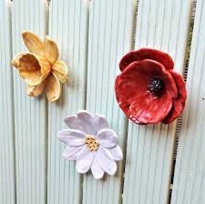 Ceramic Flower Wall Hanging Red Poppy