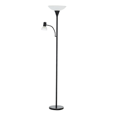 Cresswell 72 In Matte Black Transitional Floor Lamp With Reading Light Bm1097 02 The Home Depot
